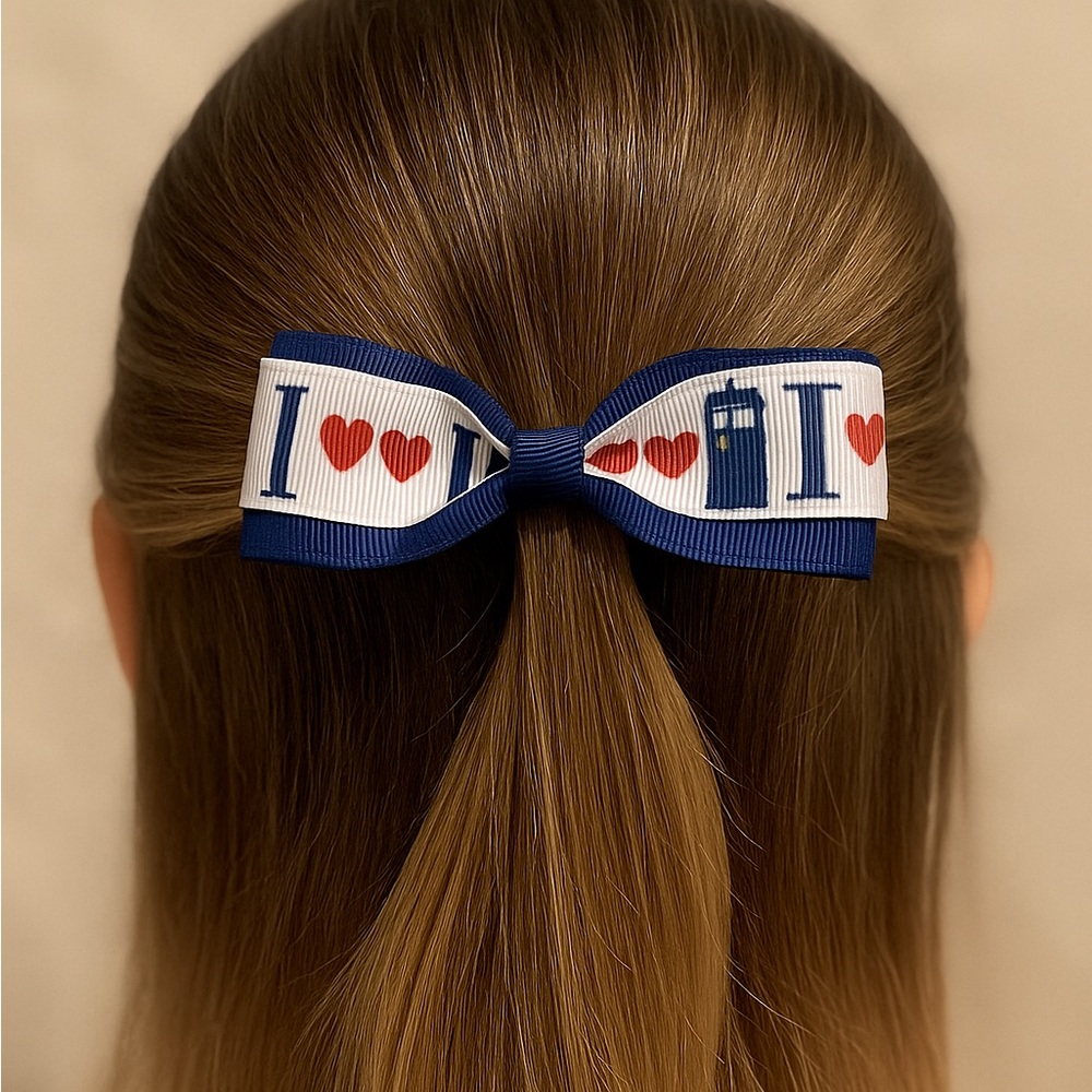 NEW handmade Dr Who Tardis hairbow hair bow clip 1